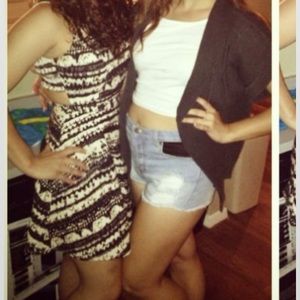 Black and beige, open back dress